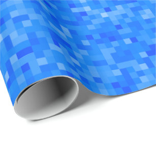 Papel De Presente Papel de envolvimento azul do mosaico do pixel