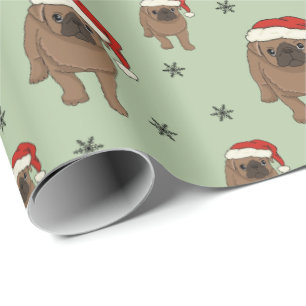 Papel De Presente Papel de envolvimento bonito do Natal do Pug