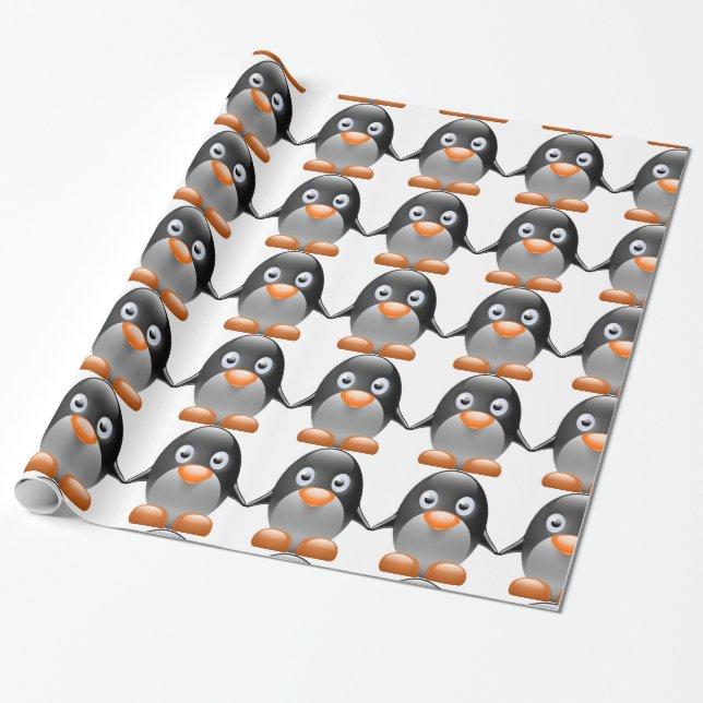 Papel De Presente Papel de envolvimento bonito do pinguim (Desenrolado)