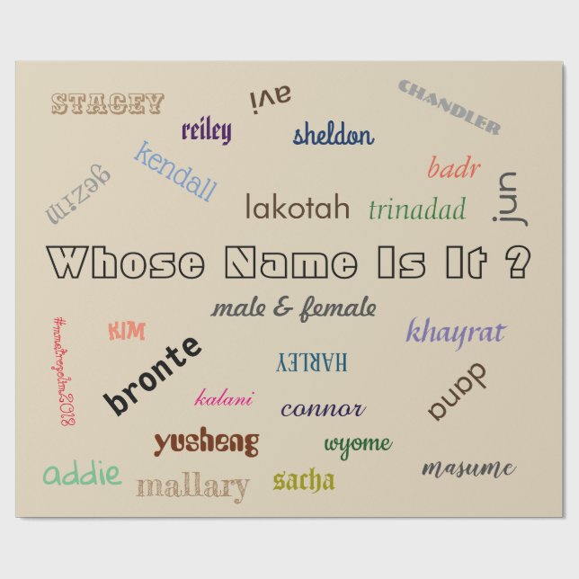 Papel De Presente Papel de envolvimento com nomes unisex por (Aberto)