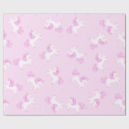 Papel De Presente Papel de envolvimento cor-de-rosa do unicórnio do