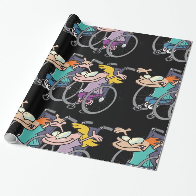 Papel De Presente Papel de envolvimento da raça da cadeira de rodas (Desenrolado)