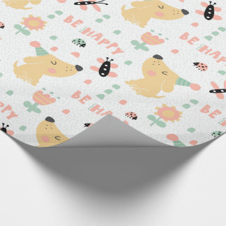 Papel De Presente papel de envolvimento do aniversário do doggy