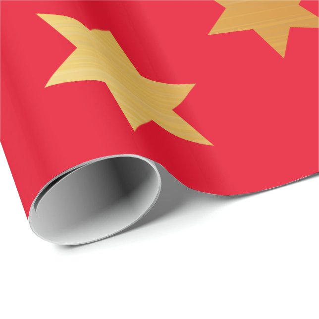 Papel De Presente Papel de envolvimento do Natal com estrelas (Ponta do rolo)