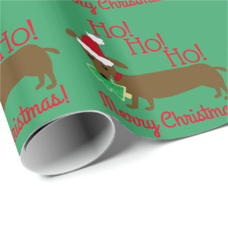 Papel De Presente Papel de envolvimento do Natal do Dachshund