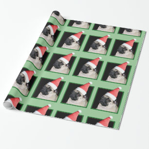 Papel De Presente Papel de envolvimento do Pug do Natal