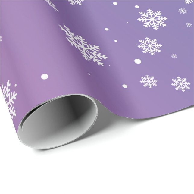 Papel De Presente Papel de envolvimento roxo do floco de neve (Ponta do rolo)