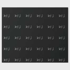 Papel De Presente Papel de Invólucro Preto Monograma Elegante