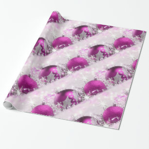 Papel De Presente Papel De Mola De Natal Violeta Vermelha E Prateado