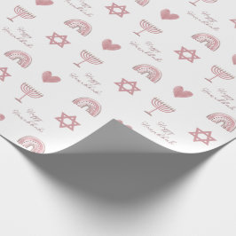 Papel De Presente Papel de mola Hanukkah, cor-de-água rosa