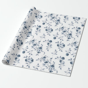 Papel De Presente Papel de mola para presente de cor azul floral