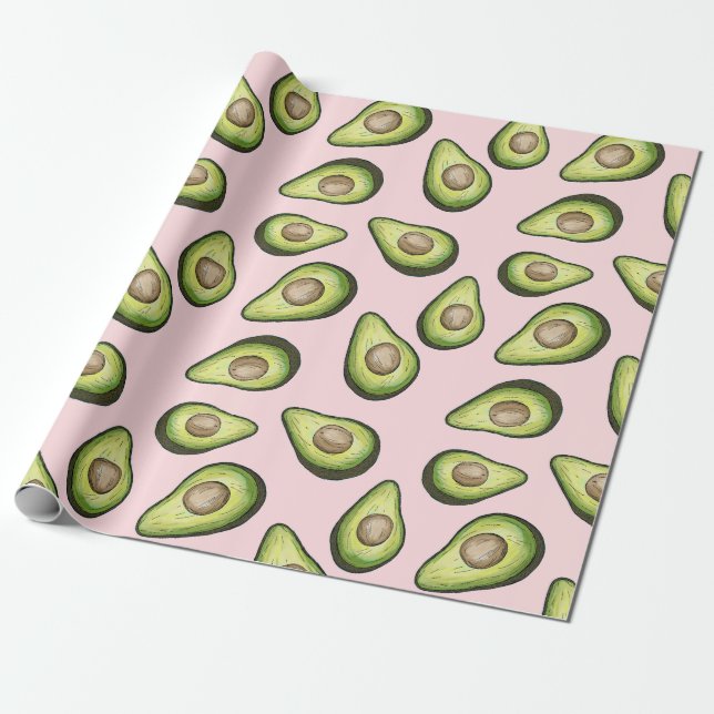 Papel De Presente Papel de Moldagem Avocado da Califórnia - Rosa (Desenrolado)