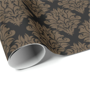 Papel De Presente Papel de moldagem castanho Damask-Gift