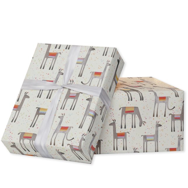 Papel De Presente Papel de moldagem Cute Llama Alpaca (Cute Llama alpaca gift wrap paper roll)