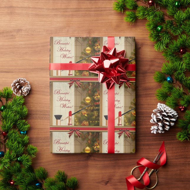 Papel De Presente Papel de moldagem de feriado de Beauty Makeup (Presente de Natal)