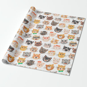 Papel De Presente Papel de moldagem de gatos adoráveis