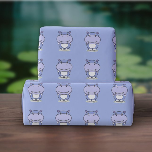 Papel De Presente Papel de moldagem de Hippo (Cute Hippo Wrapping Paper)