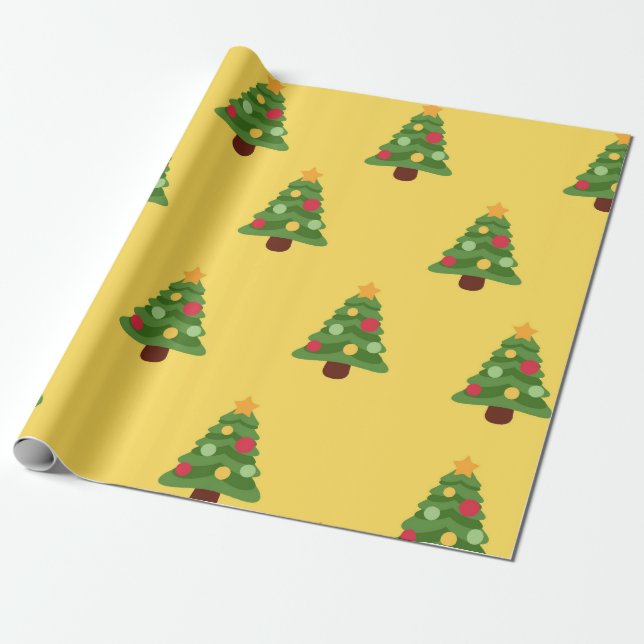 Papel De Presente Papel de moldagem de Natal amarelo (Desenrolado)