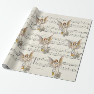 Papel De Presente Papel de moldagem de natal Angel Music Vintage