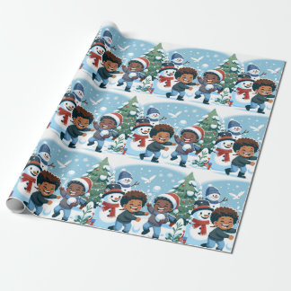 Papel De Presente Papel de Moldagem de Natal da Guerra da Neve