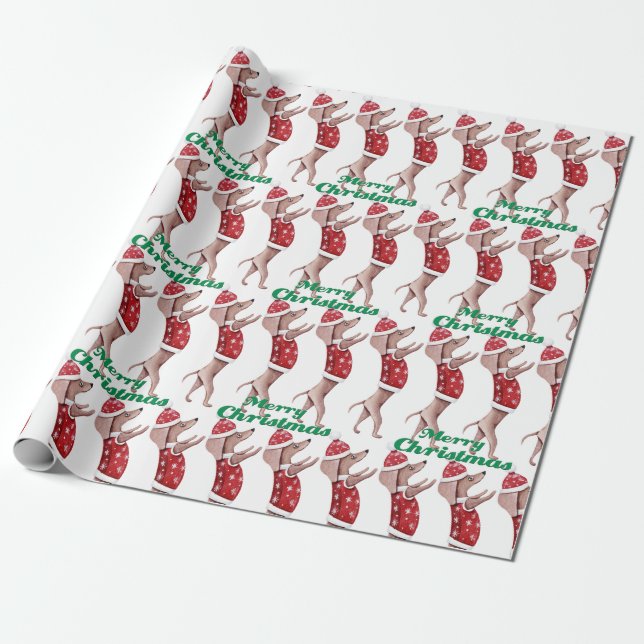 Papel De Presente Papel de moldagem de Natal Dachshund (Desenrolado)