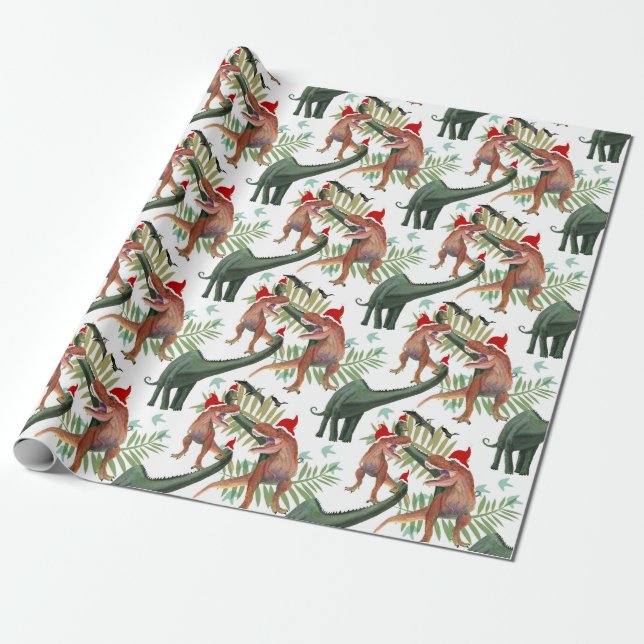 Papel De Presente Papel de moldagem de Natal do Dinossauro (Desenrolado)
