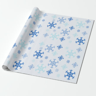 Papel De Presente Papel de Moldagem de Natal em Floco de Neve - Azul