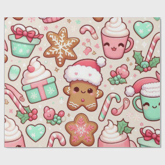 Papel De Presente Papel de moldagem de Natal em Kawaii | Pão-de-ouro