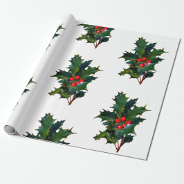 Papel De Presente Papel de moldagem de Natal Holly Holiday