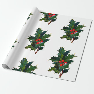 Papel De Presente Papel de moldagem de Natal Holly Holiday