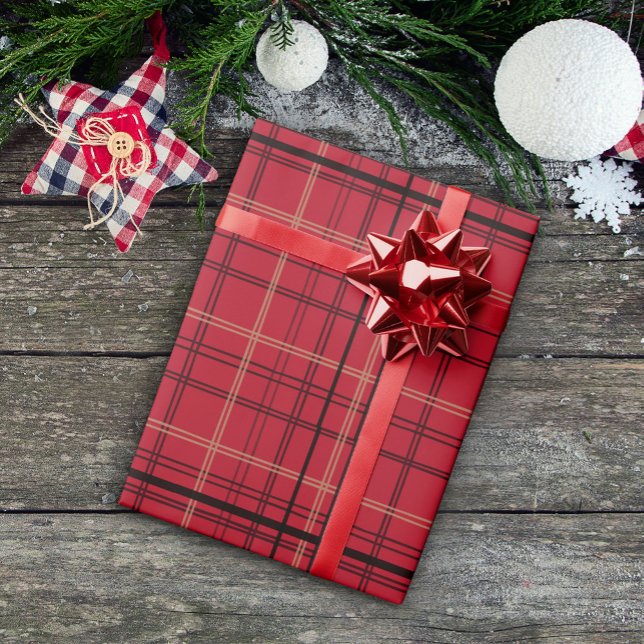 Papel De Presente Papel de moldagem de Natal Red Tartan (Criador carregado)