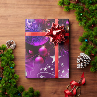 Papel De Presente Papel de moldagem de Natal roxo