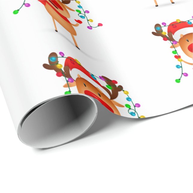 Papel De Presente Papel de Moldagem de Natal Rudolph (Ponta do rolo)