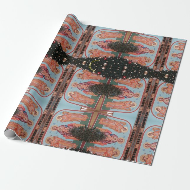 Papel De Presente Papel de moldagem de Natal ucraniano (Desenrolado)