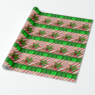 Papel De Presente Papel de moldagem de Natal - Vela Vermelha Verde