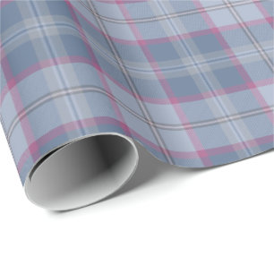 Papel De Presente Papel de moldagem de Tartan azul-Pastel e rosa