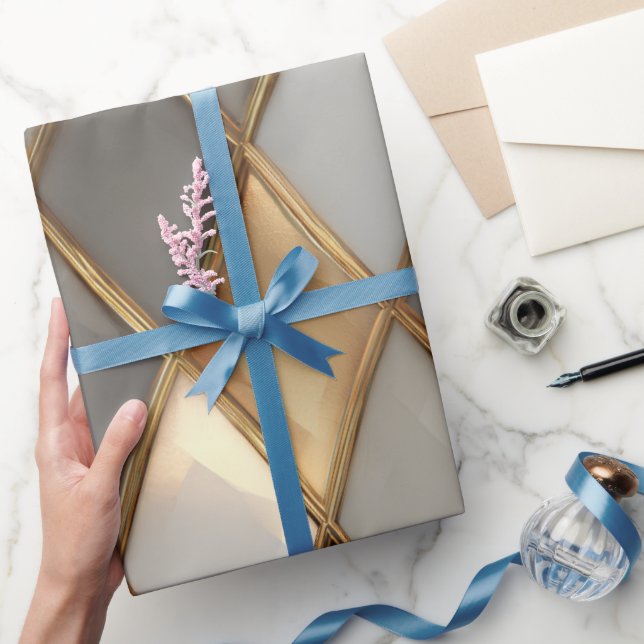 Papel De Presente Papel de moldagem geométrica Dourada moderna de lu (Presentear)