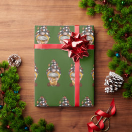 Papel De Presente Papel de moldagem Gnomo de café de Natal bonito