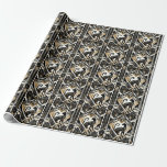 Papel De Presente Papel de moldagem por gato decorativo de Abstrato<br><div class="desc">Bonito papel preto de molho de gato Abstrato decorativo moderno</div>