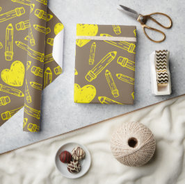 Papel De Presente Papel de moldagem sem costura escolar: Coração e L