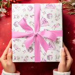 Papel De Presente Papel de Molho de Natal, Natal Pink Woodland<br><div class="desc">Este papel de embrulho de Natal cor rosa apresenta um adorável padrão aquarela com criaturas de floresta,  caixas de presentes,  uma árvore e estrelas. As cores mais proeminentes são as rosas claro e o branco.</div>