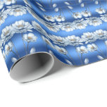 Papel De Presente Papel de ondulação das flores azuis<br><div class="desc">Belo papel de embrulhamento de flores de aquarelas azuis</div>