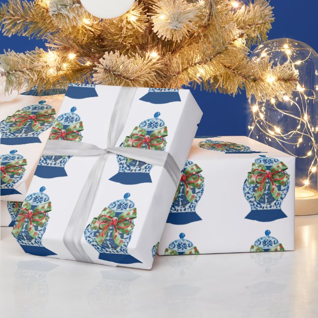 Papel De Presente Papel de ondulação de gengibre azul de Natal (Feriados)