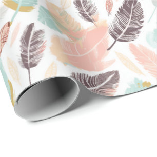 Papel De Presente Papel de ondulação de penas de boho