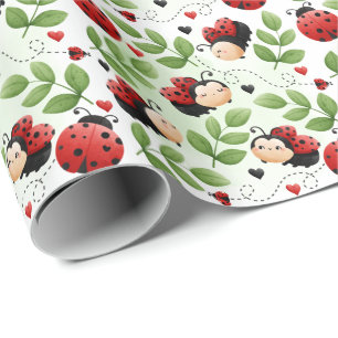 Papel De Presente Papel de ondulação de presente de Ladybug