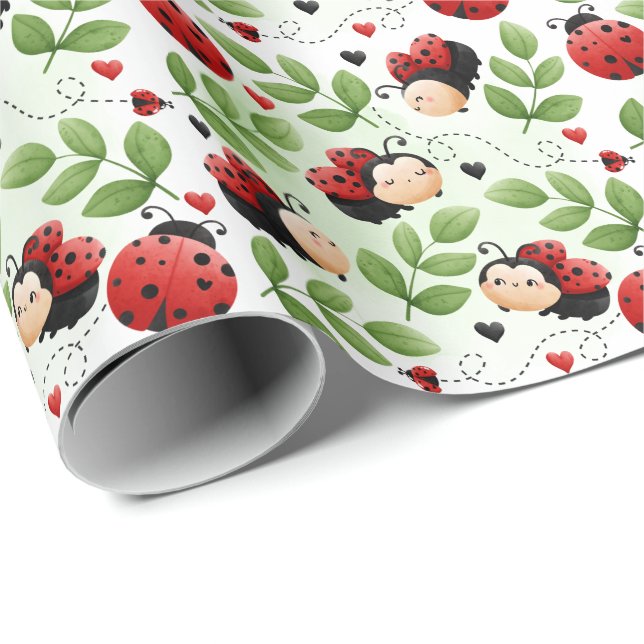 Papel De Presente Papel de ondulação de presente de Ladybug (Ponta do rolo)