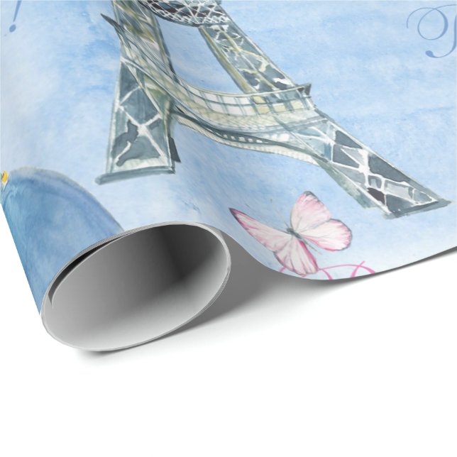 Papel De Presente Papel de ondulação em torre Eiffel (Ponta do rolo)