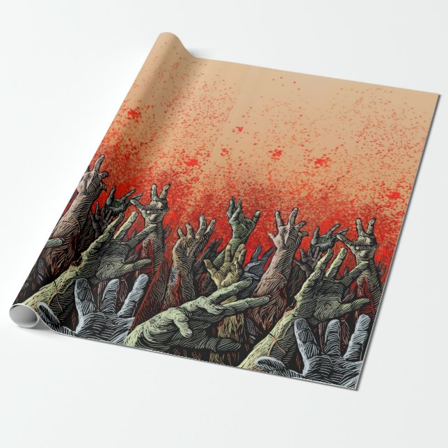 Papel De Presente Papel de Quebrar Mãos Zombie (Desenrolado)