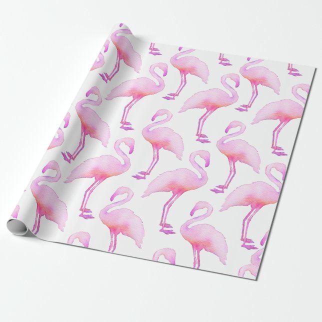 Papel De Presente Papel de Tecido Flamingo, Cor de Água Rosa (Desenrolado)