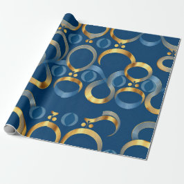 Papel De Presente Papel Dourado azul de enrolamento